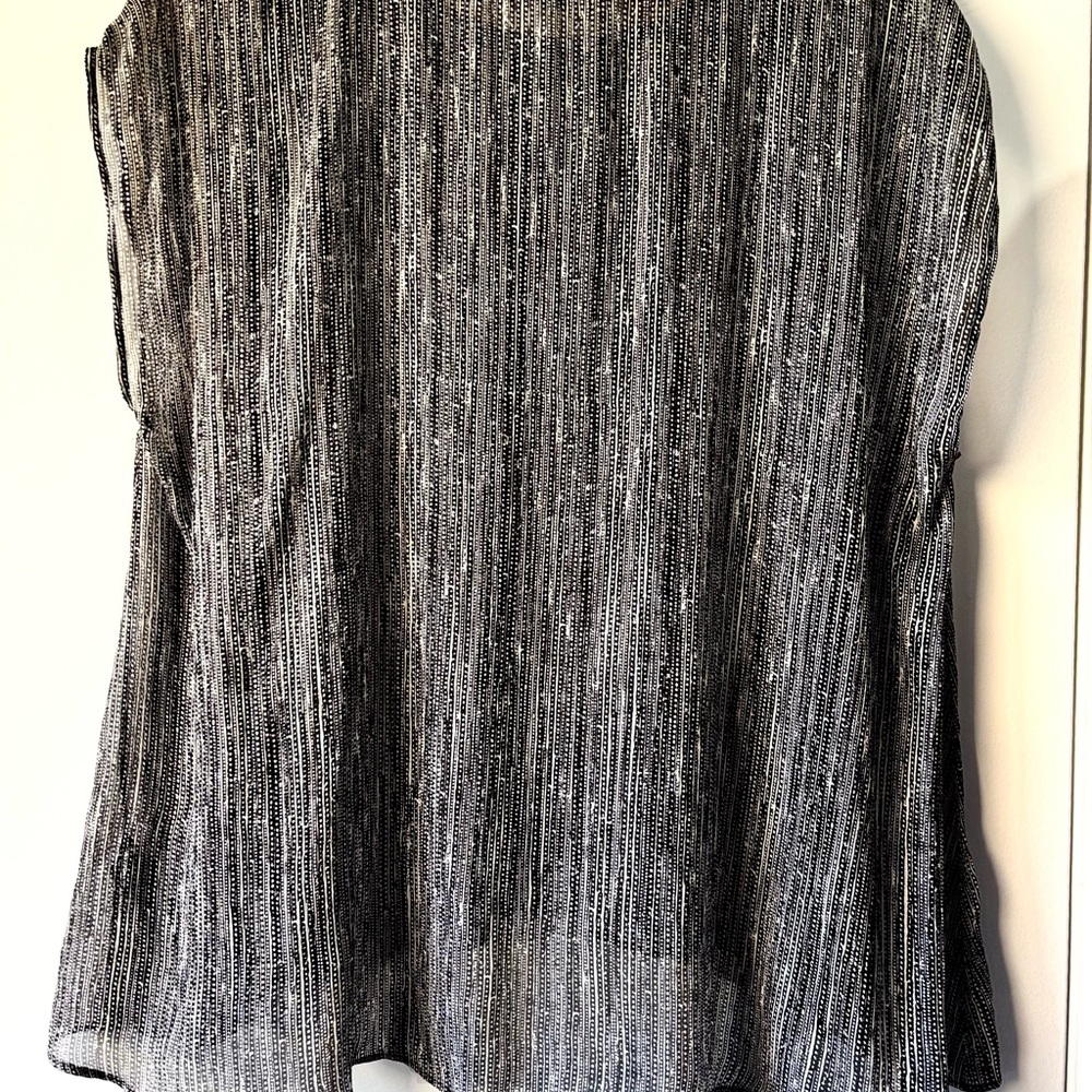 Eileen Fisher Black & Off White Dot/Dash Silk Blouse - Picture 11 of 11